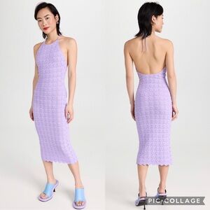 Alice Olivia Wallis Low Back Crochet Halter Dress